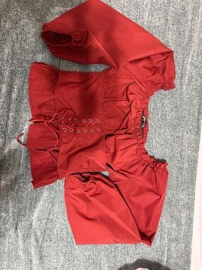 SHEIN Maroon Off-Shoulder Ruffle Top